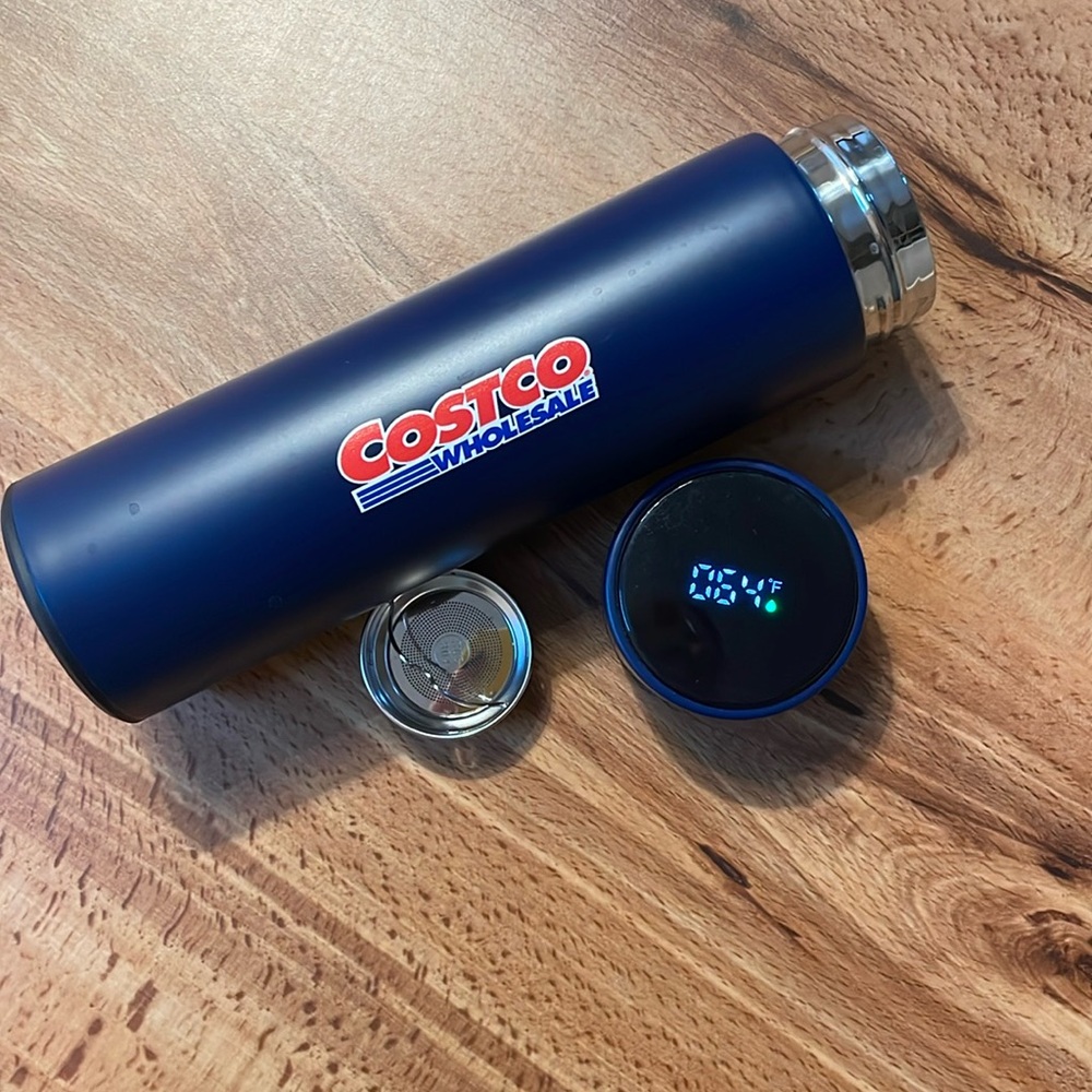 Costco stainless steel vacuum mug with thermometer